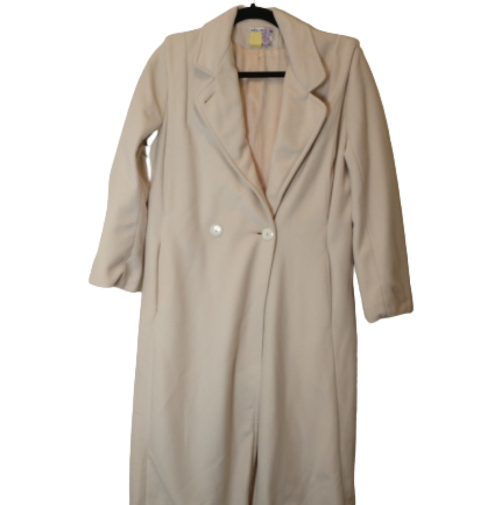Vintage Wellington Fashions Long Kashmiracle Coat Cream Lined 1960s Medium
